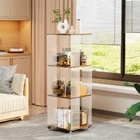 P&P 4-Tiered Floor Standing Acrylic Bookshelf with Casters