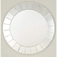 P&P Round Venetian Ornate Wall Mirror Silver Accent
