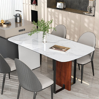 Upscale Marble Dining Table 4-6 Seat Rectangle