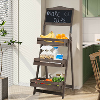 P&P 3-Tier Wooden A-Frame Chalkboard Planter Stand