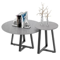 P&P Set of 2 Grey Sintered Stone Side Tables