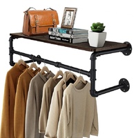 P&P Heavy Duty Pipe Clothes Rack Iron Garment Bar Top Shelf