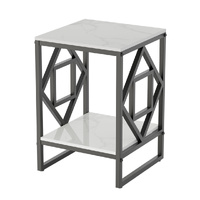 P&P Sleek White Marble Side Table Sofa End Table Bedside
