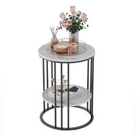 P&P Solid Marble Coffee Table with Storage - Bedside Plant Stand