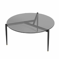 P&P Chic Round Glass Coffee Table with Metal Legs