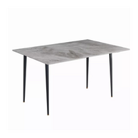 Glossy Gray Rectangular Stone Dining Table with Black Legs