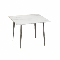P&P White Sintered Stone Dining Table Black Legs Modern