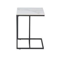 P&P C-Shaped Marble Accent Side Table Modern Design