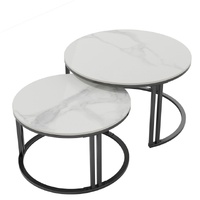 P&P Stylish Round Nesting Coffee Tables Metal Frame
