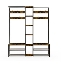 P&P XXL Corner Coat Stand Bench Shoe Rack with 10 Hooks