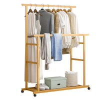 P&P Double Rail Rolling Clothes Rack Trousers Hanger
