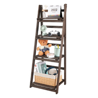 P&P Retro 4 Tier Wooden Ladder Bookcase Folding Shelf Plant Stand