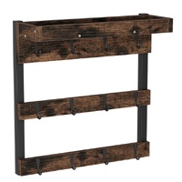 P&P Heavy Duty Wall Mount Mug Rack Wood 12 Hook Display