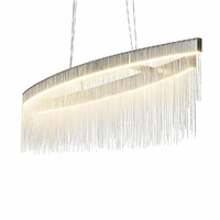 P&P Modern LED Tassel Pendant Aluminium Linear Chandelier Chrome Silver