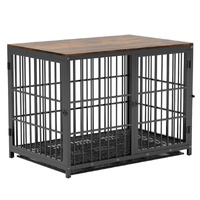 P&P Large Black Wooden Dog Crate with Removable Tray