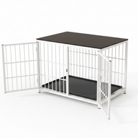P&P XL White Walnut Wooden Dog Crate 3-Door Furniture with Tray