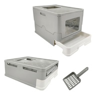 P&P Large Enclosed Foldable Cat Litter Box with Slide-Out Tray