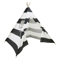 P&P Kids Teepee Tent Black & White Stripe Play House