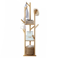 P&P Solid Wood Floor Standing Coat Hat Jacket Hanger Storage Stand