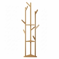 P&P Wooden Coat Stand with 10 Hooks Floor Standing Clothes Umbrella Rack