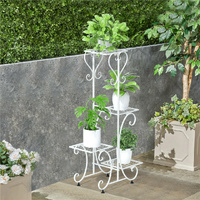 P&P White 4-Tier Wrought Iron Plant Stand Flower Pot Corner Shelf