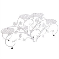 P&P Metal Flower Pot Plant Stand Garden Shelf Rack White