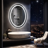 P&P Oval Backlit LED Bathroom Mirror 60x80cm Dimmable Shatter-Proof