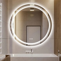 P&P Silver Round LED Bathroom Mirror White Frame