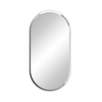 P&P Silver Oval Bevelled Glass Wall Mirror 50x80cm Frameless