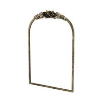 P&P Elegant Rose Baroque Brass Arched Wall Mirror Large