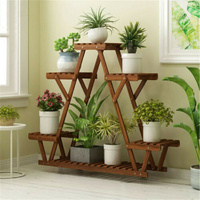 P&P Thick Wood Indoor Plant Stand with Shelves