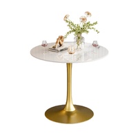 P&P Round Real Stone Dining Table Anti-Scratch Easy Clean