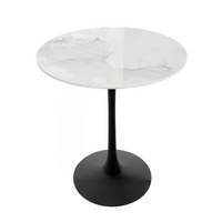 P&P Glossy Jade Round Sintered Stone Bar Table Black
