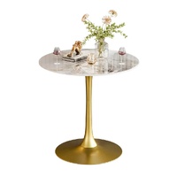 P&P Glossy Jade Round Bar Table Gold Legs