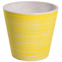 Yellow & White Engraved Pot 17cm