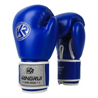 Blue And Silver Durable 8oz PU Leather Boxing Gloves - Padded & Ventilated for Training