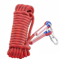 Red Polyester (for home use) Without Wire Core Heavy Duty Adjustable Clothesline Set (2 Pack) - 10m Steel Wire Core Nylon Rope with Hooks for Outdoor 
