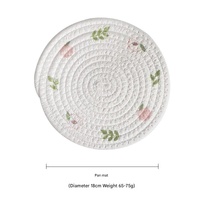 (Peach) Cotton Rope Woven Placemats - Set of 5, 18cm Diameter Heat Resistant Kitchen Decor