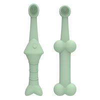 6 x Silicone Pet Toothbrush (3 Fish shape and 3 Bone shape) Green Gentle Food-Grade Silicone Pet Toothbrush - Promotes Healthy Teeth & Gums for Dogs &