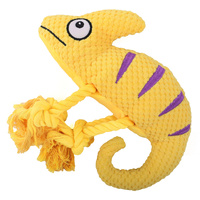 2 Pcs Yellow Interactive Plush Chameleon Dog Toy with Squeaker & Rope Legs - Durable Chew Toy for Medium/Large Dogs, Teeth Cleaning Texture, Machine W