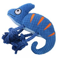 2 Pcs Blue Interactive Plush Chameleon Dog Toy with Squeaker & Rope Legs - Durable Chew Toy for Medium/Large Dogs, Teeth Cleaning Texture, Machine Was