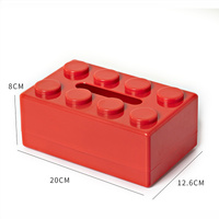 Red 2 Pcs Creative Building Block Tissue Box Holder - Wall-Mounted & Desktop Dispenser for Bathroom, Kids Room & Office Decor