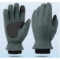 M Grey Winter Fleece Touchscreen Gloves - Warm & Water-Repellent for Cycling & Outdoor Sports