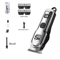 Silver Professional Cordless Hair Clippers - USB Rechargeable Trimmer with LED Display for Barbers & Home Grooming