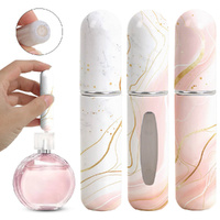 Light Pink Chic Marble Travel Perfume Atomizer Set (3-Pack) - 5ml Leakproof Bottom-Fill Spray Bottles