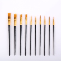 Black Versatile 10-Piece Artist Paint Brush Set (10 Sets Included) - for Acrylic, Oil, Watercolor & Gouache Painting