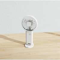 2-PCS White Portable USB Rechargeable Mini Handheld Fan with Desktop Base & Phone Stand - 3-Speed Quiet Operation