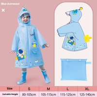 Blue astronaut  Kids Waterproof Raincoat with Expandable Backpack Slot Hooded Rain Jacket for Boys & Girls School & Outdoor(size:s)
