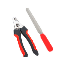 Pet Nail Clippers & File Set for Small Dogs Cats Stainless Steel Claw Trimmer with Safety Guard Non-Slip Handle Grooming Tool Red & Black
