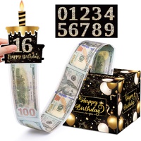 03 Black-Gold Christmas Surprise Money Pull Box - Double-Layer Digital Design for Festive Gifts, Birthday, and Holiday Party Decor